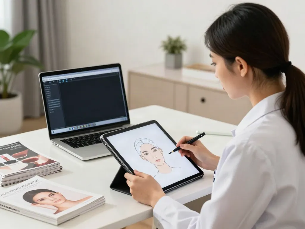 Expert reviewing alternatives to QOVES in a modern aesthetic consultation room.