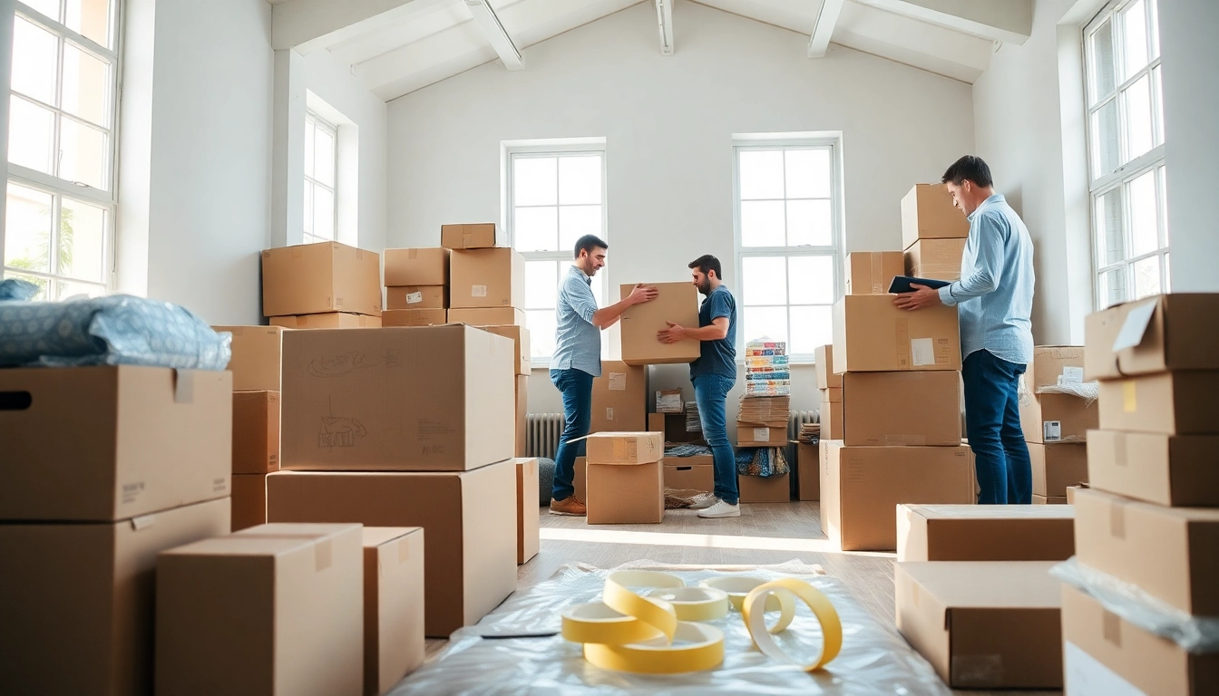 Efficient team demonstrating professional packing services with organized and secure moving supplies.