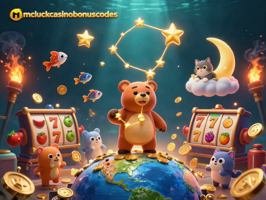 Win big with mcluckcasinobonuscodes in this vibrant 3D casino illustration filled with excitement.