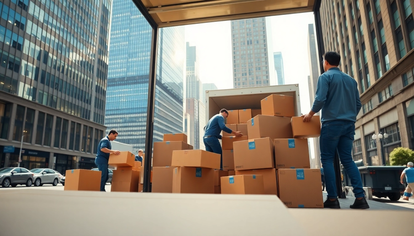 Efficient team providing Office Moving Services NYC in a vibrant urban setting.