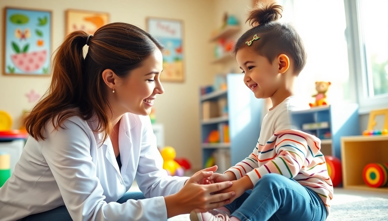 Engaging early intervention ABA therapy session with a smiling child and therapist.