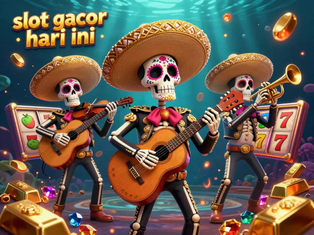 Experience big wins with slot gacor hari ini amid a colorful mariachi celebration in this vibrant 3D scene.