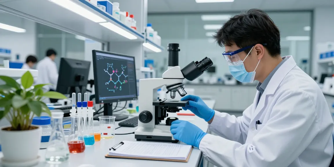 Researcher examining cagrilintide supplier rankings in a modern lab setting.