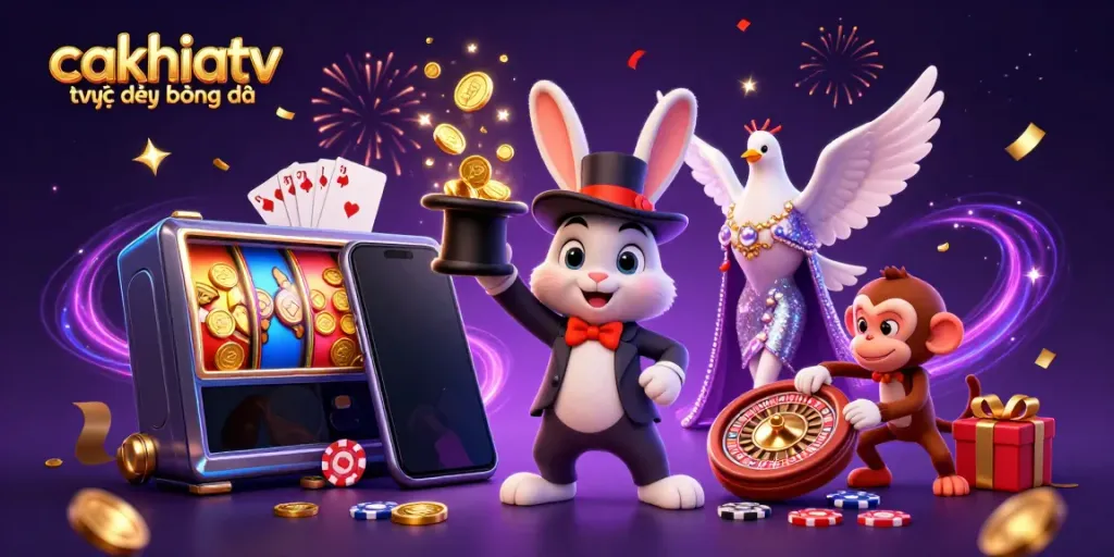 Experience cakhiatv trực tiếp bóng đá with a vibrant 3D scene showcasing enchanting gambling elements and characters.