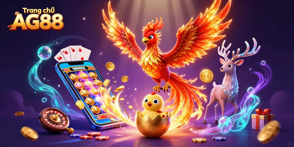 Experience excitement at Trang chủ AG88 with slot games featuring vibrant phoenix characters.