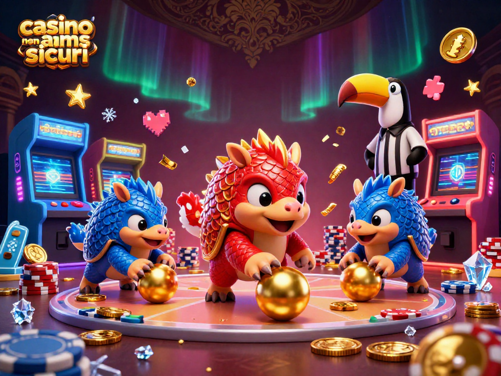 Scopri i migliori casino non AAMS sicuri con questa vivace scena piena di azione e dettagli.