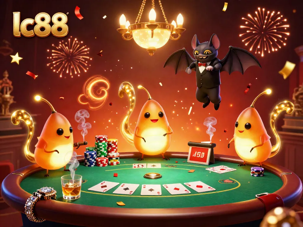 Experience the excitement of lc88 casino with vibrant glowworms lighting up the poker table.