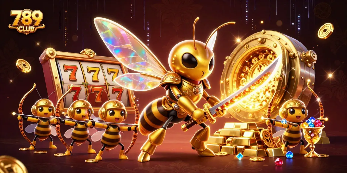 Experience the excitement of 789CLUB with a vibrant 3D casino scene filled with dazzling treasures and characters.