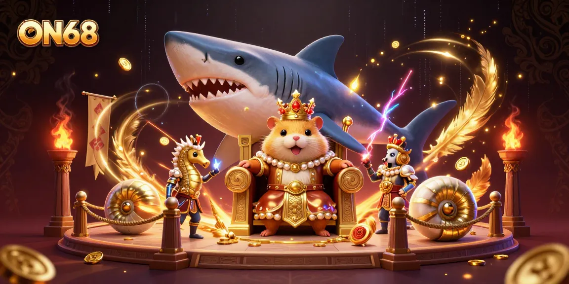 Experience thrilling gameplay at ON68 with the golden hamster king and fanciful royal elements.