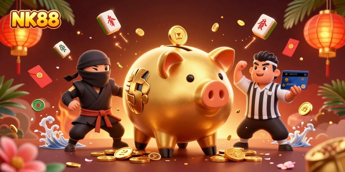 Experience thrilling gameplay and bonuses at NK88 with vibrant casino elements flooding the scene.