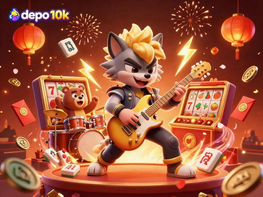 Experience excitement with the lively scene of depo 10k casino gaming featuring vibrant characters and symbols.