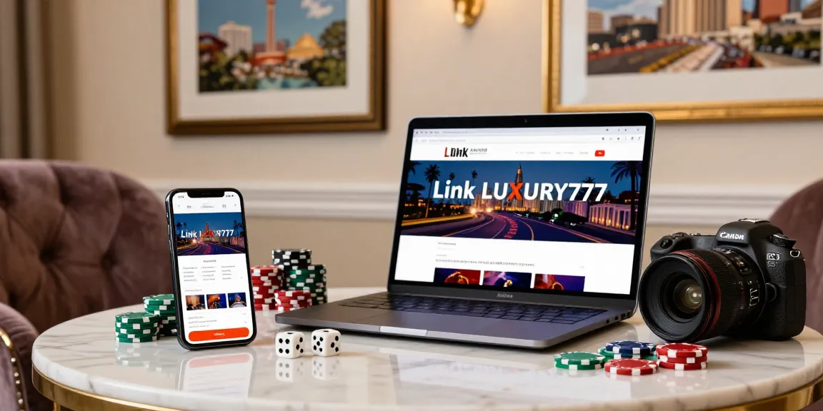 Permainan judi online mewah dengan Link LUXURY777, menunjukkan smartphone dan laptop dalam suasana yang elegan.